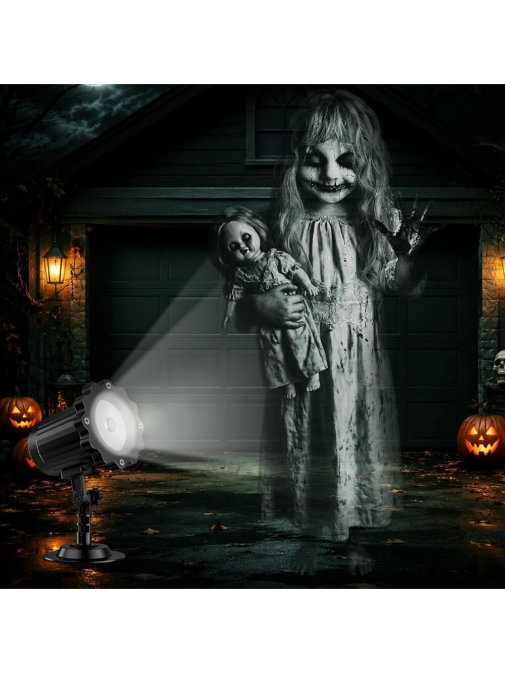 Gothic Horror Projector Light for Outdoor Halloween Decoration - Spooky & Fun!